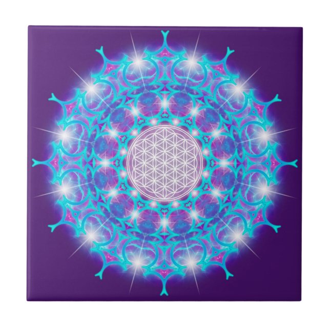 Carreau En Céramique FLEURS DE VIE/Blume des Lebens Stars Mandala (Devant)