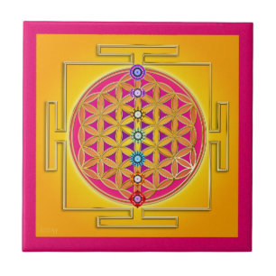 Carreau En Céramique FLEURS DE VIE - Chakras Yantra