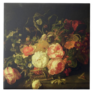 Carreau En Céramique Fleurs et insectes, 1711 (huile sur le panneau)