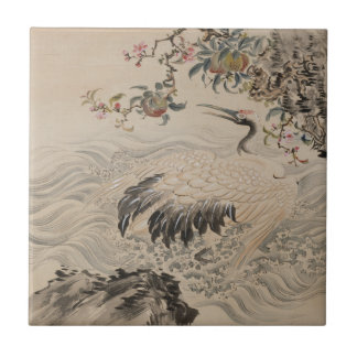 Carreau En Céramique Fleurs et oiseaux - Japonais (période d'Edo)