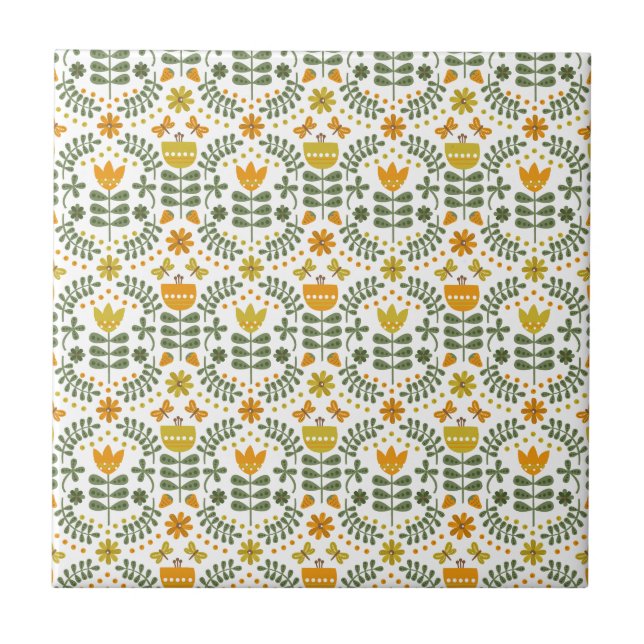 Carreau En Céramique Fleurs européennes rétro (Devant)