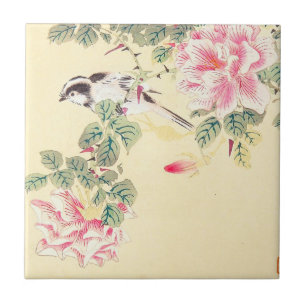 Carreau En Céramique Fleurs Japon d'ukiyo-e d'Imao Keinen d'oiseau et