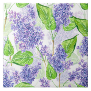 Carreau En Céramique Fleurs lilas aquarelles