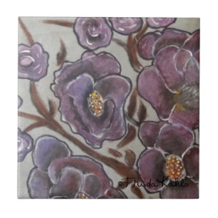 Carreau En Céramique Fleurs peintes Frida Kahlo