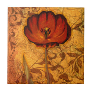 Carreau En Céramique Fleurs rouges I