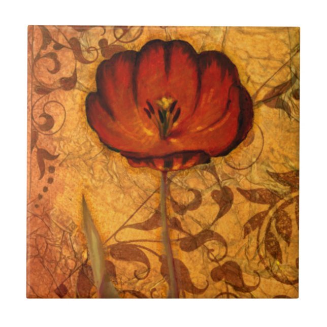 Carreau En Céramique Fleurs rouges I (Devant)