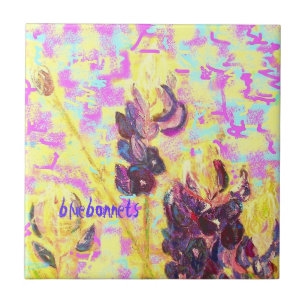 Carreau En Céramique fleurs sauvages bluebonnet en haut