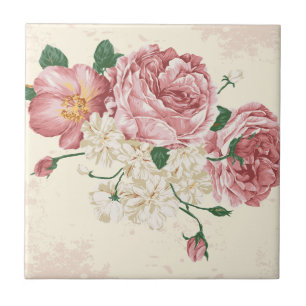 Carreau En Céramique Fleurs vintages élégantes