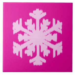Carreau En Céramique Flocon de neige Ikat - Fuchsia et rose glace