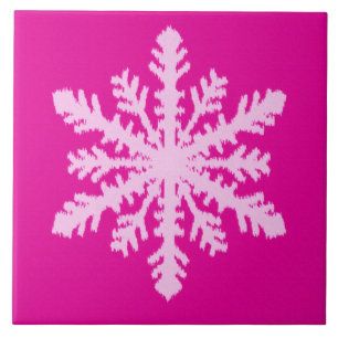 Carreau En Céramique Flocon de neige Ikat - Fuchsia et rose glace