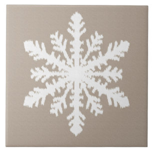 Carreau En Céramique Flocon de neige Ikat - Taupe tan et blanc