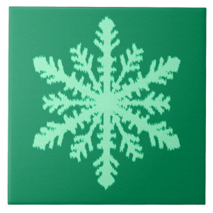 Carreau En Céramique Flocon de neige Ikat - Vert pin et menthe