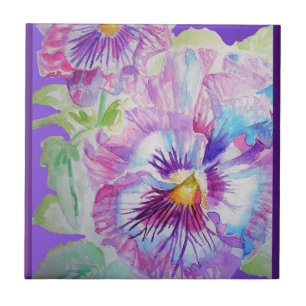 Carreau en céramique floral aquarelle de fleur de 