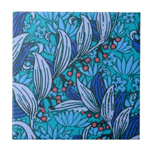 Carreau En Céramique Floral bleu ancien Boho moderne