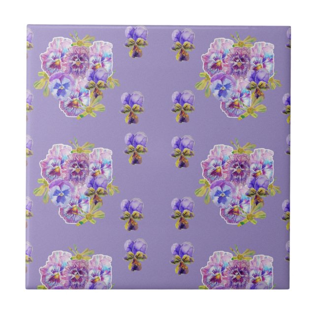 Carreau en céramique floral violet de pensée pourp (Devant)