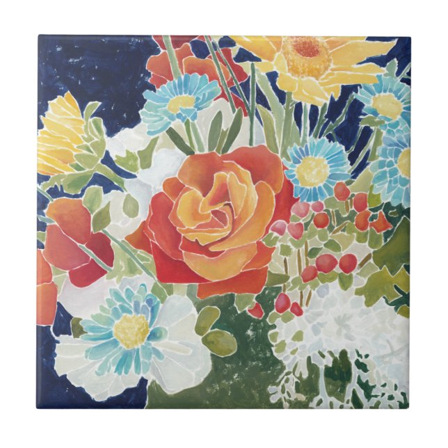 Carreau En Céramique Flore de minuit IV (Devant)