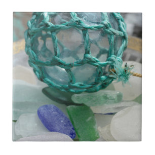 Carreau En Céramique Flotteur de pêche sur verre, Alaska
