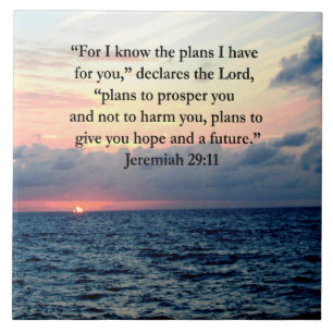 CARREAU EN CÉRAMIQUE FOI À JEREMIAH 29:11 SUNRISE VERSE