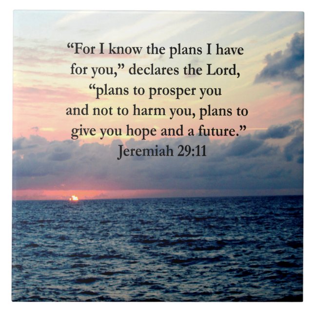CARREAU EN CÉRAMIQUE FOI À JEREMIAH 29:11 SUNRISE VERSE (Devant)