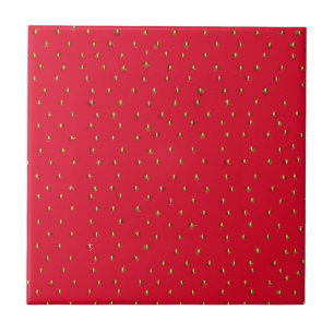 Carreau En Céramique Fond rouge de fraise drôle