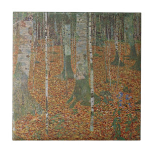 Carreau En Céramique Forêt de bouleau par Gustav Klimt, Art Nouveau Vin