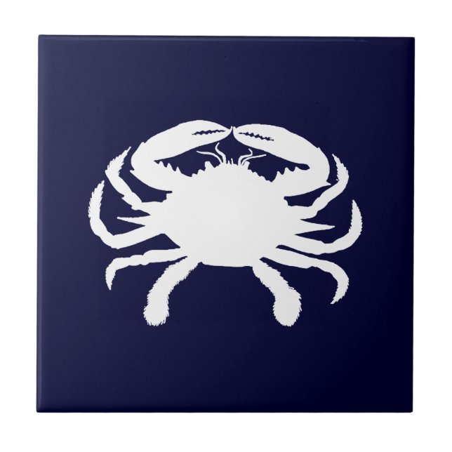 Carreau En Céramique Forme de crabe bleu et blanc (Devant)