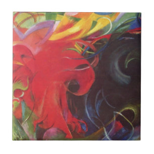 Carreau En Céramique Formes de combat par Franz Marc, Art fin vintage