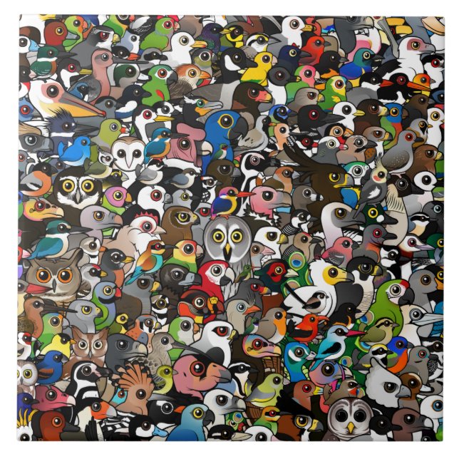 Carreau En Céramique Foule de Birdorable (Devant)