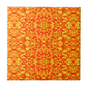 Carreau En Céramique Fractage Abstrait En Rouge Et Orange