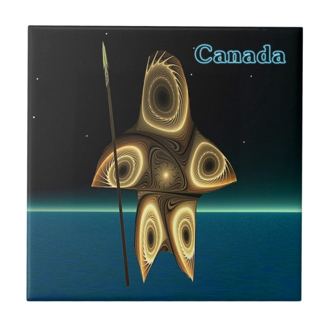 Carreau En Céramique Fractal Inuit Hunter (Devant)