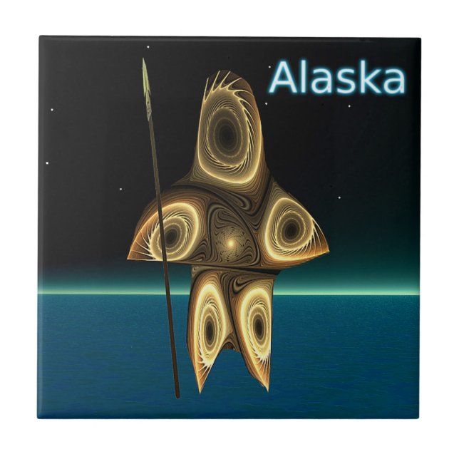 Carreau En Céramique Fractal Inuit Hunter (Devant)