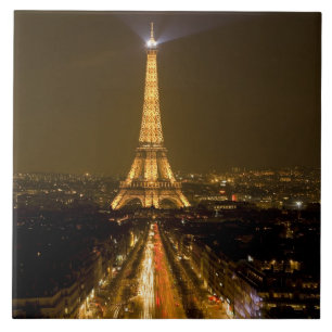 Carreau En Céramique France, Paris. Vue nocturne de la Tour Eiffel