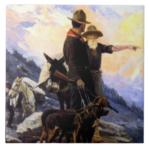 Carreau En Céramique Frank Tenney Johnson Art occidental "La Chasse en 