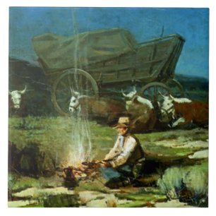 Carreau En Céramique Frank Tenney Johnson Art occidental "Nuit solitair