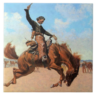 Carreau En Céramique Frederic Remington Art occidental “Dompteur de Bro