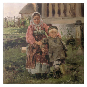 Carreau En Céramique Frère et soeur, 1880