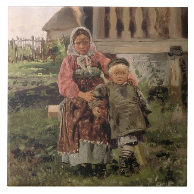 Carreau En Céramique Frère et soeur, 1880 (Devant)