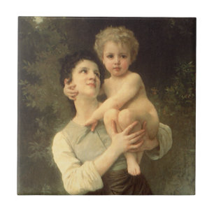 Carreau En Céramique Frère et soeur par William Adolphe Bouguereau