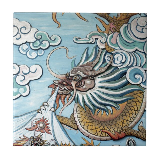 Carreau En Céramique Fresque de dragon dans le temple bouddhiste chinoi (Devant)
