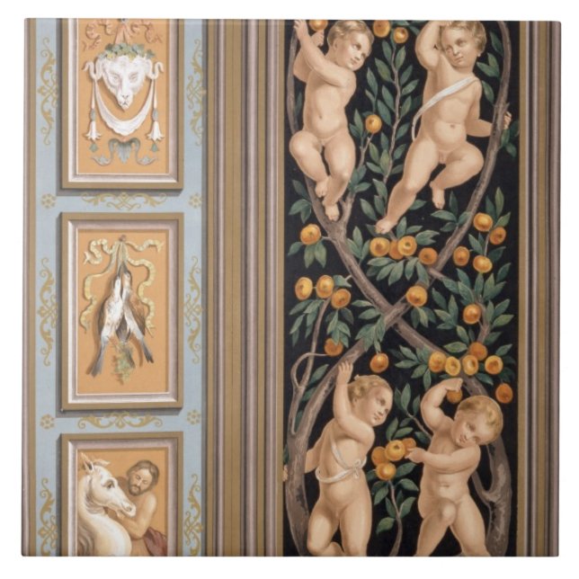 Carreau En Céramique Fresque des cupidons de l'église de St Ambroglio, (Devant)
