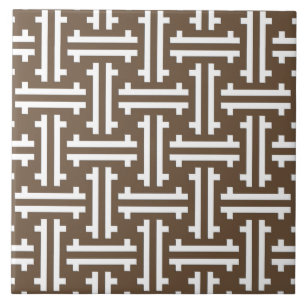 Carreau En Céramique Fret chinois Art déco, Taupe Tan et blanc