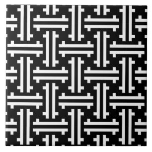 Carreau En Céramique Frette chinoise d'art déco, noire et blanche
