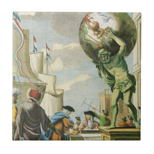 Carreau En Céramique Frontispice d'atlas d'époque baroque Globe terrest