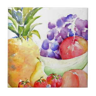 Carreau En Céramique Fruit frais dans les aquarelles