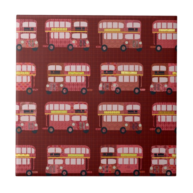 Carreau En Céramique Fun London Double Decker Bus Cartoon Motif (Devant)