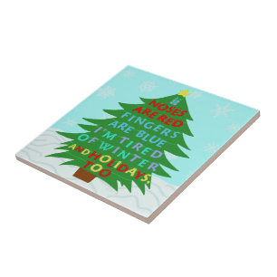 Carreau En Céramique Funny Bah Humbug Poème de Noël