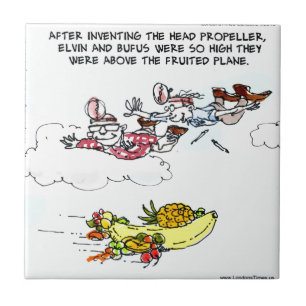 Carreau En Céramique Geeks Au-Dessus De L'Avion Fruité Drôle
