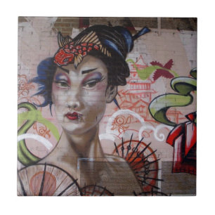 Carreau En Céramique Geisha Urban Graffiti Street Art