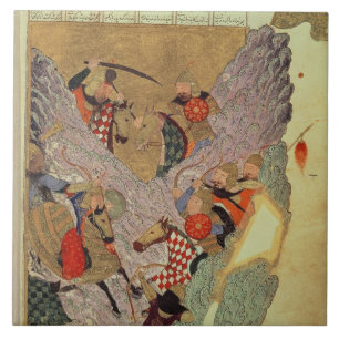 Carreau En Céramique Genghis Khan (c.1162-1227) combattant les Chinois