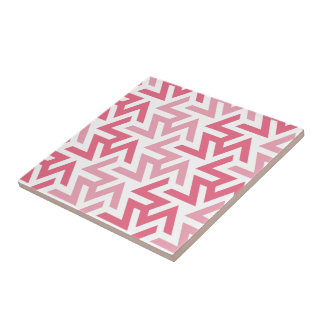 Carreau En Céramique Géométrique de rose et blanc
